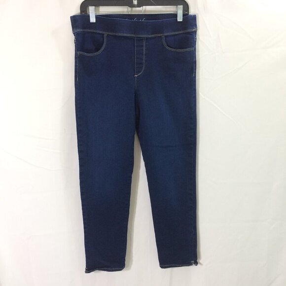 Gloria Vanderbilt Jean Crop Pull On Stretch Athleisure Dark Wash Faux Fly 12 - Picture 1 of 4